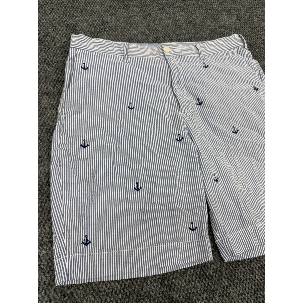 Polo Ralph Lauren Chino Shorts Men's 34 Blue White Striped Anchor Classic Fit 9" - Picture 3 of 8